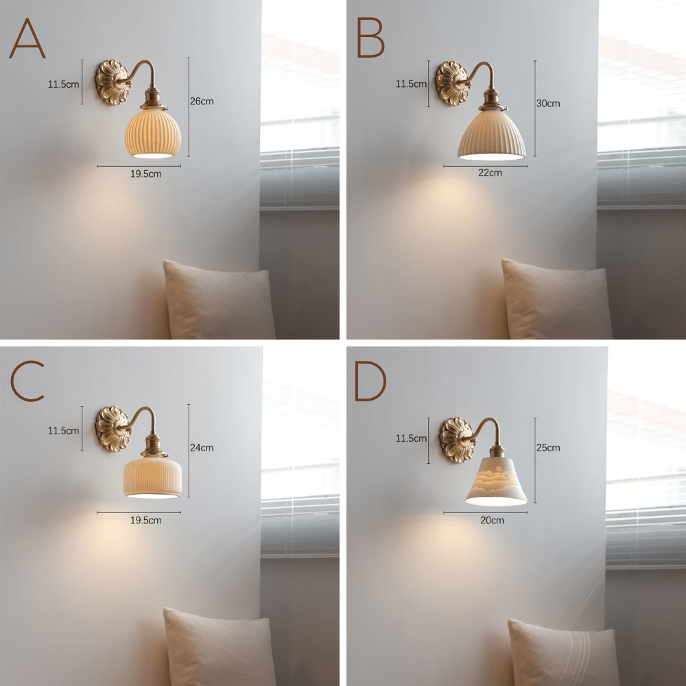 Lampe murale élégante en céramique pour un environnement domestique atmosphérique