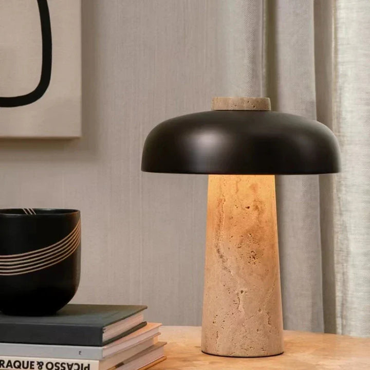 Lampe de table en travertin naturel - Éclairage d'appoint élégant pour tout intérieur