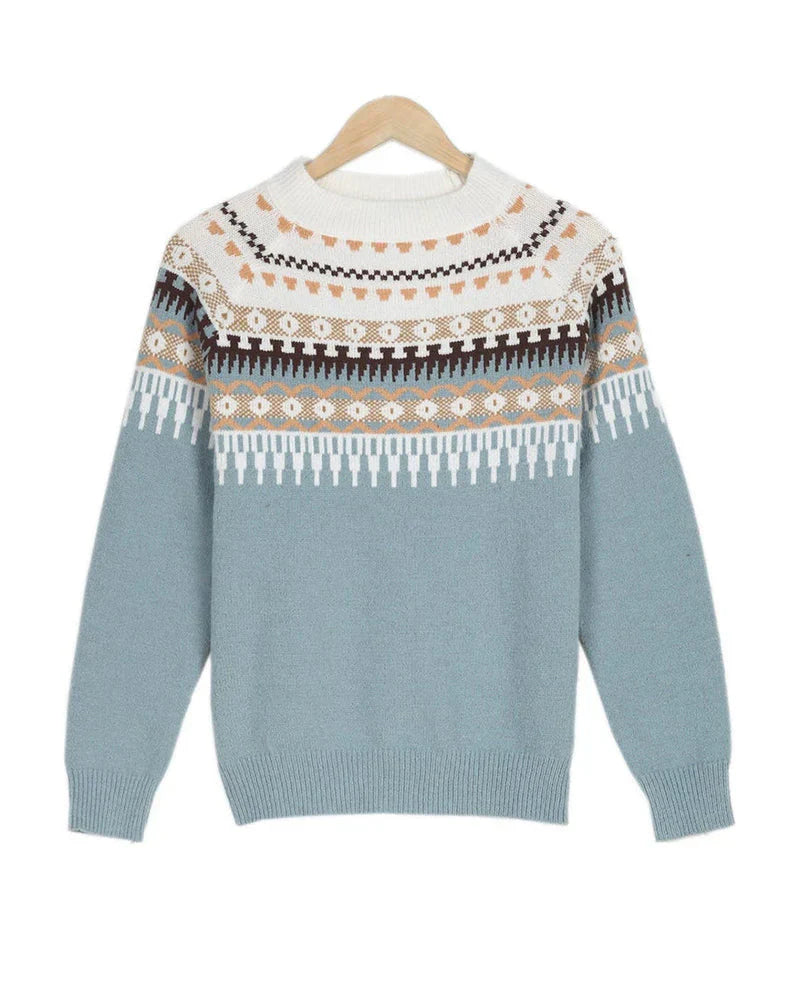 Aranka - Pull tendance à bras longs avec motif imprimé unique