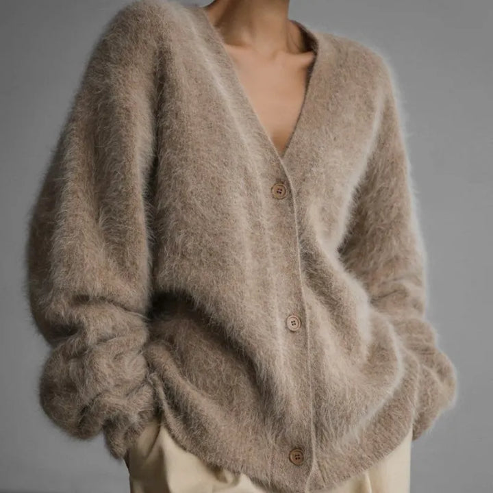 Cassia - Cardigan de luxe chic et confortable en mélange de cachemire doux pour femmes