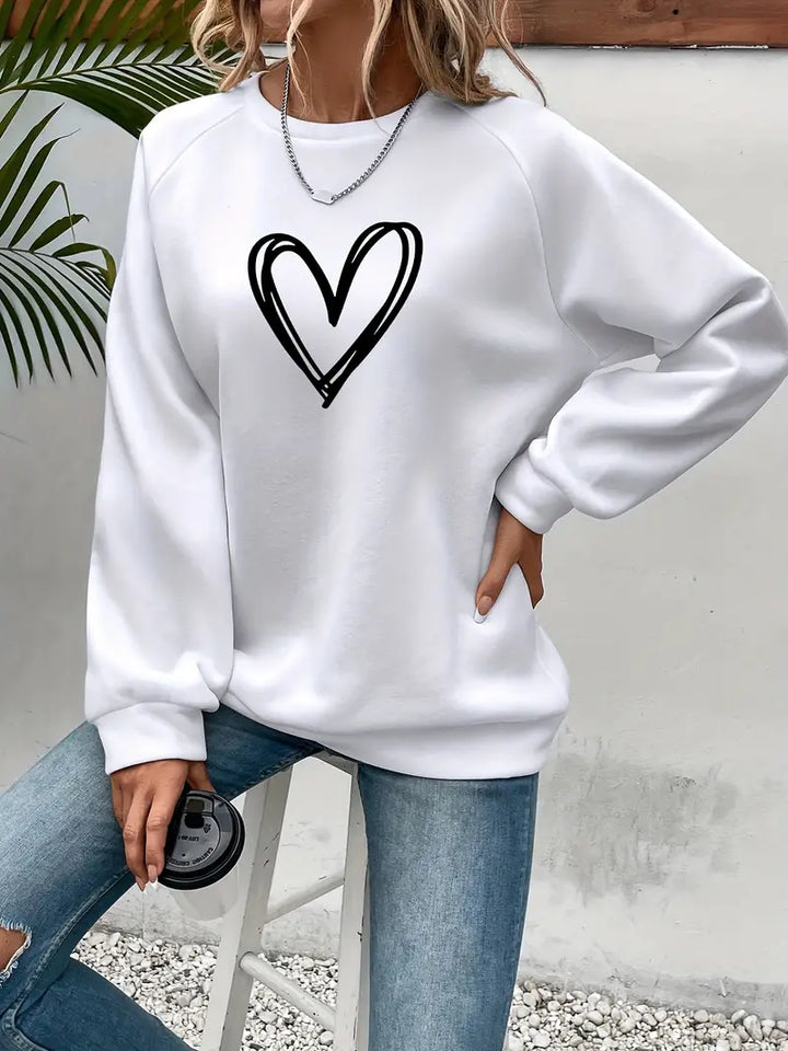Jasmine - Pull élégant avec imprimé cœur tendance