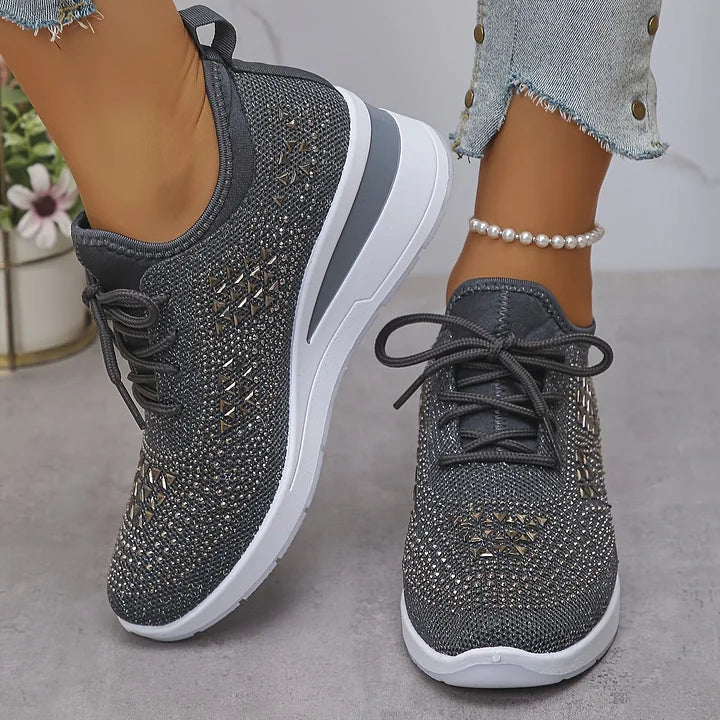 Claire – Baskets Orthopediques avec Strass Scintillants – Confort et Elegance