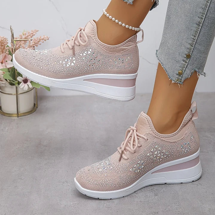 Claire – Baskets Orthopediques avec Strass Scintillants – Confort et Elegance