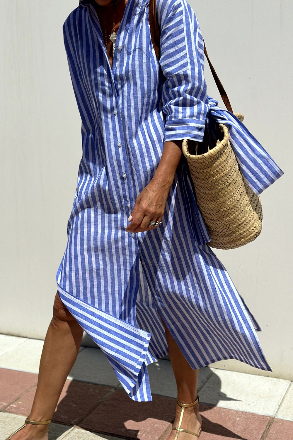 LD | Robe Chemise Élégante à Rayures – Style Chic et Moderne