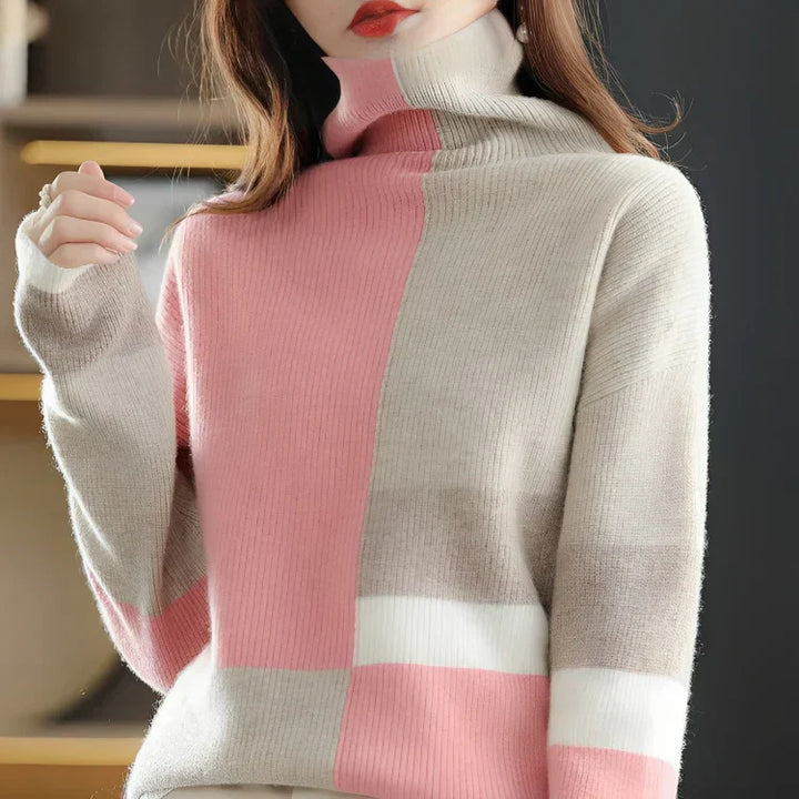 Deirdre - Pull contrasté doux et luxueux pour femmes