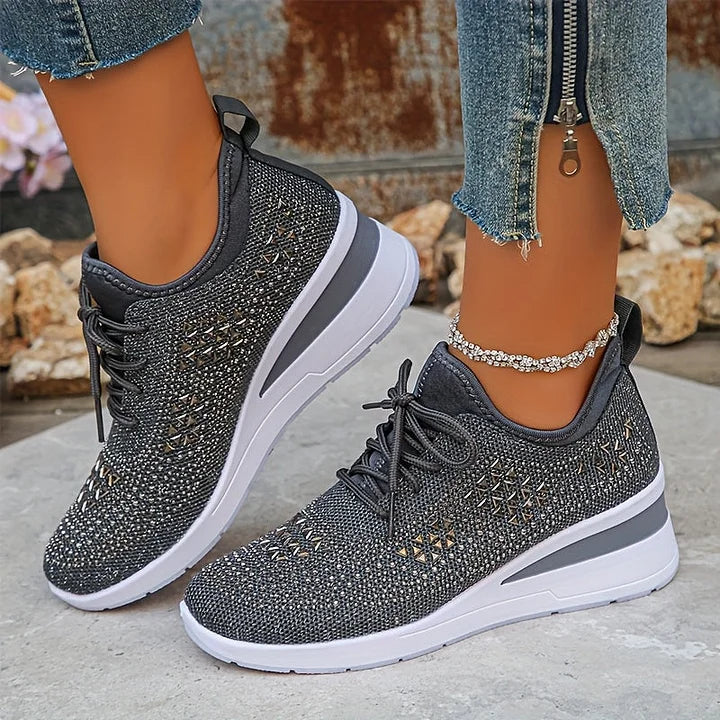 Claire – Baskets Orthopediques avec Strass Scintillants – Confort et Elegance