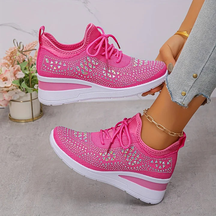 Claire – Baskets Orthopediques avec Strass Scintillants – Confort et Elegance
