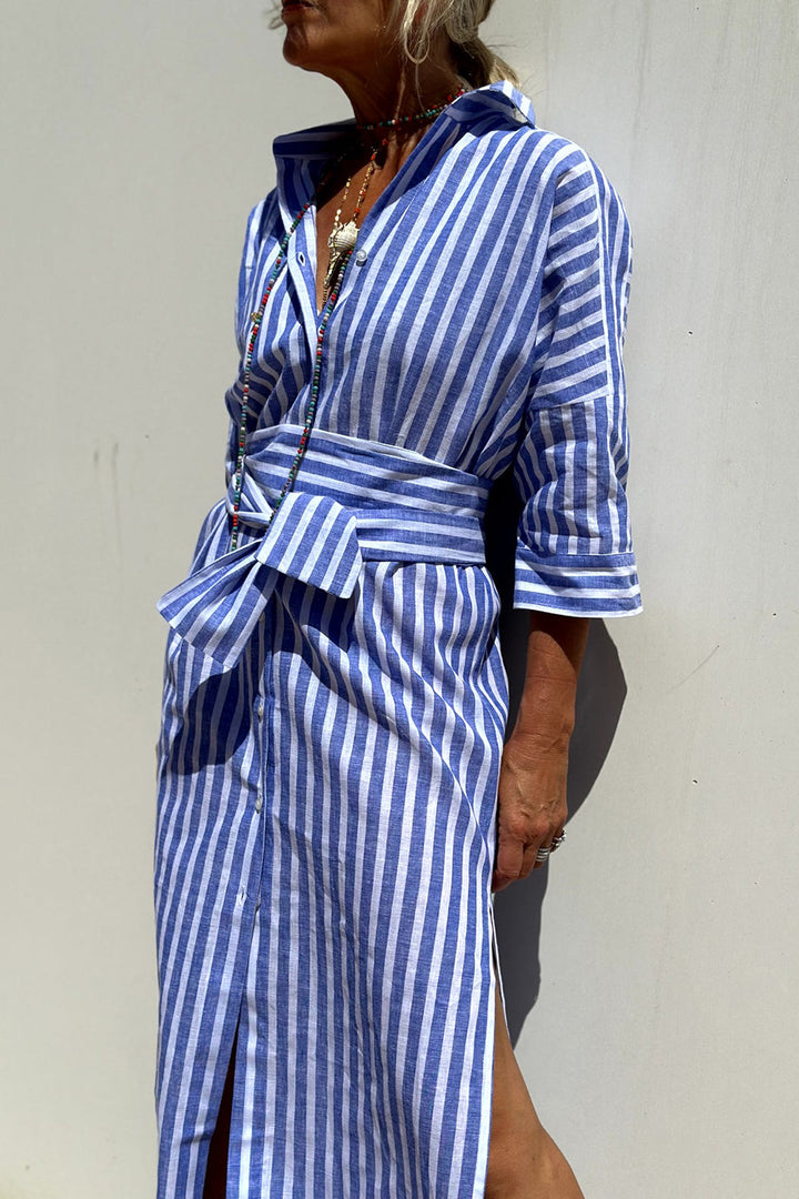 LD | Robe Chemise Élégante à Rayures – Style Chic et Moderne