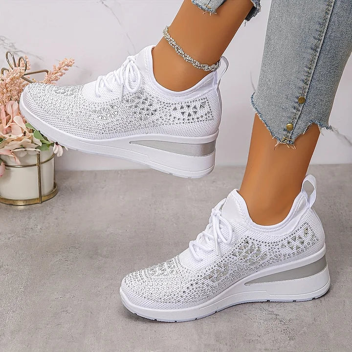Claire – Baskets Orthopediques avec Strass Scintillants – Confort et Elegance