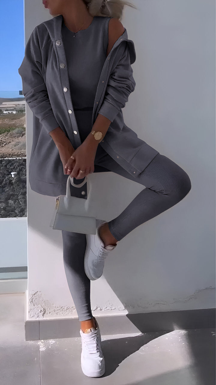 Genia - Sweat à capuche élégant et confortable avec cardigan assorti pour un look parfait