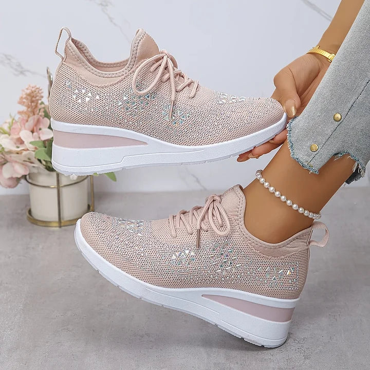 Claire – Baskets Orthopediques avec Strass Scintillants – Confort et Elegance