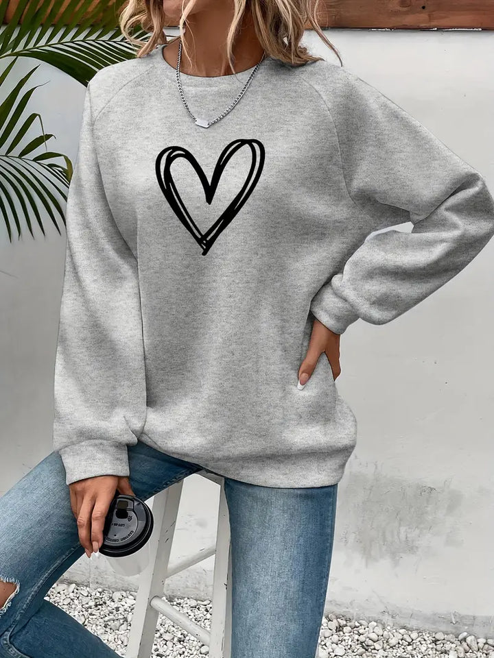 Jasmine - Pull élégant avec imprimé cœur tendance