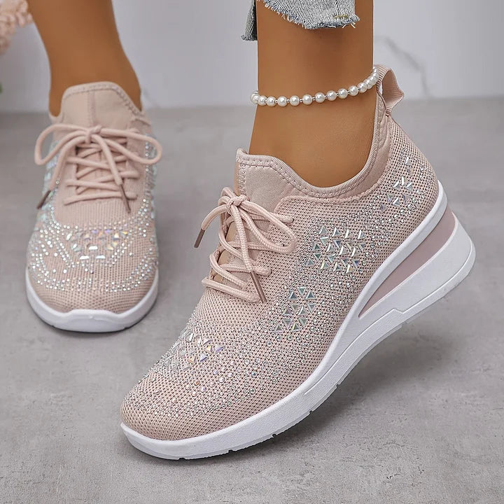 Claire – Baskets Orthopediques avec Strass Scintillants – Confort et Elegance