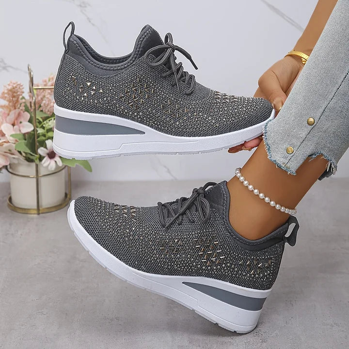 Claire – Baskets Orthopediques avec Strass Scintillants – Confort et Elegance