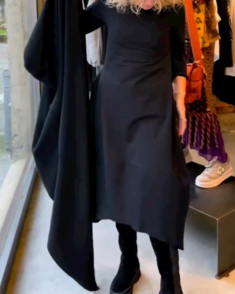 Stéphanie™ - Robe midi noire avec poches