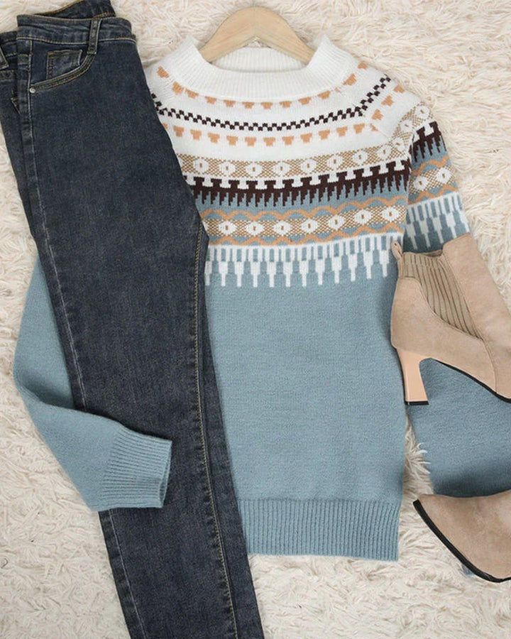 Aranka - Pull tendance à bras longs avec motif imprimé unique
