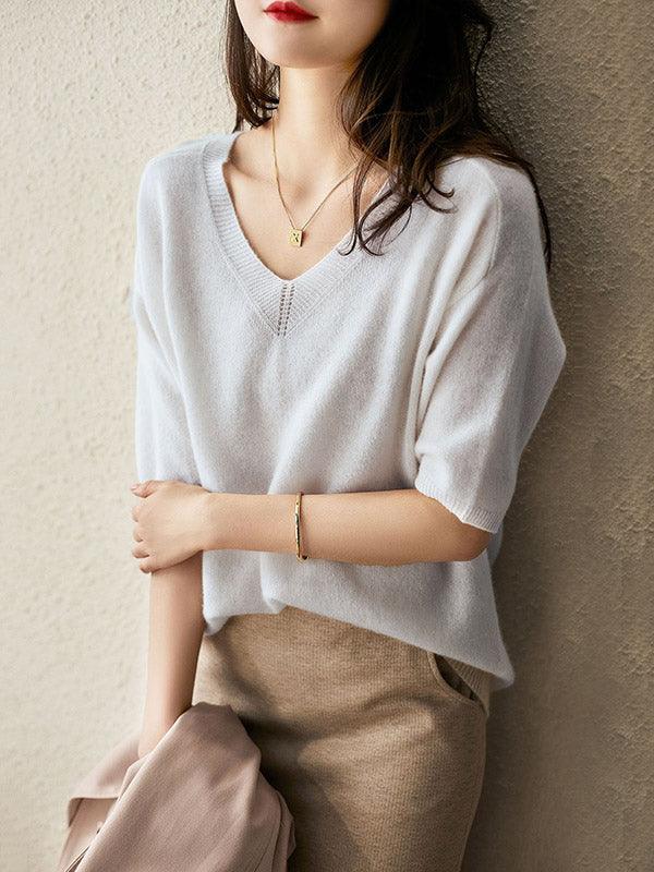 Beatrice - Pull de luxe à col en V en cachemire doux pour femmes