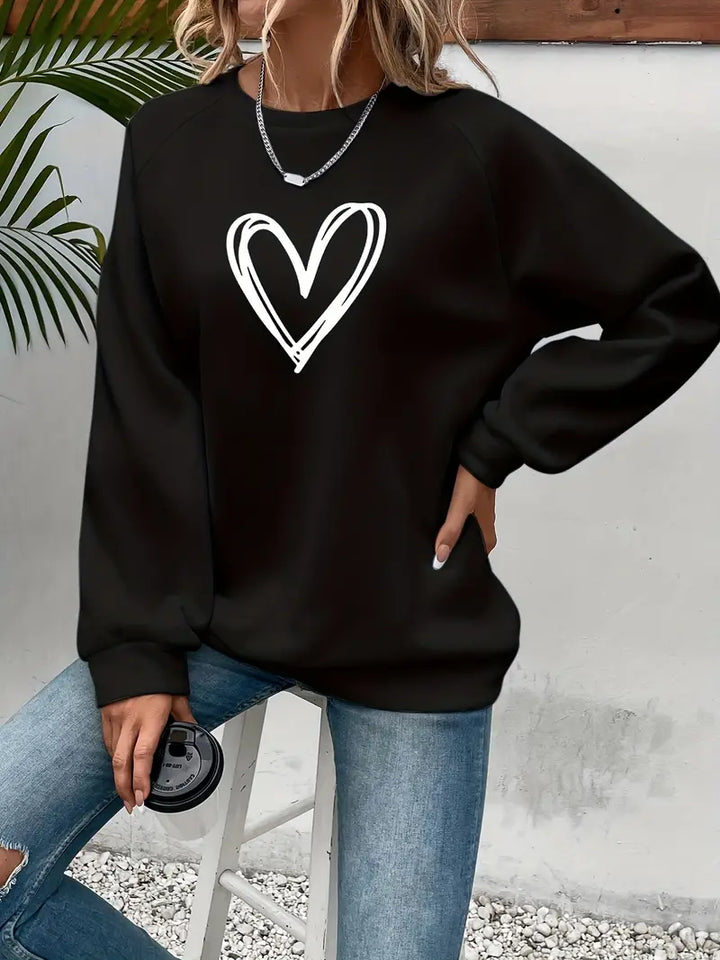 Jasmine - Pull élégant avec imprimé cœur tendance