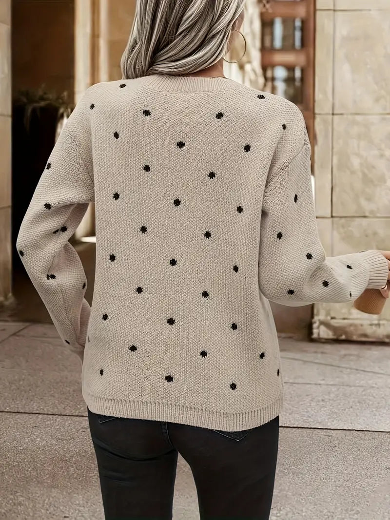 Jeanette - Élégant long pull à pois pour femmes