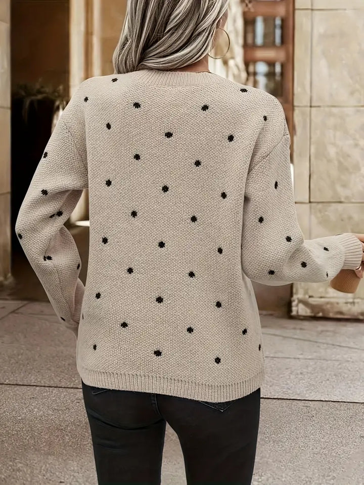 Jeanette - Élégant long pull à pois pour femmes