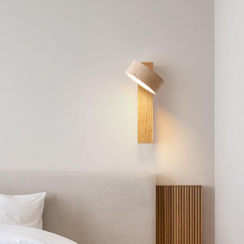 Lampe murale élégante en travertin Wabi Sabi blanc cassé