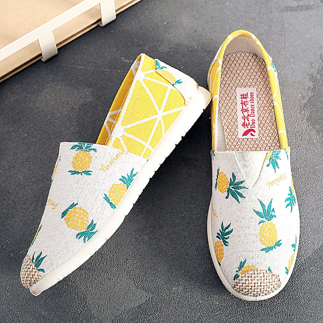 Lois | Espadrilles plates en toile imprimée de style bohème pour une démarche estivale élégante