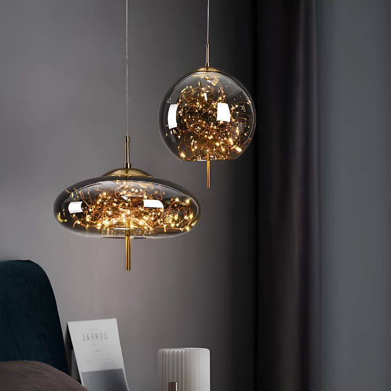 Essence | Lampe pendante élégante en verre brun