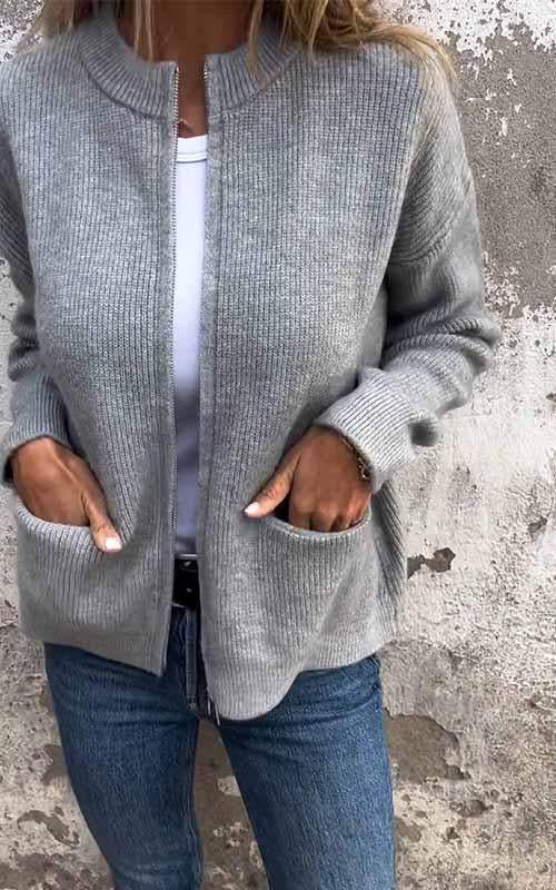EVANNA - Veste élégante en tricot zippée pour un confort ultime