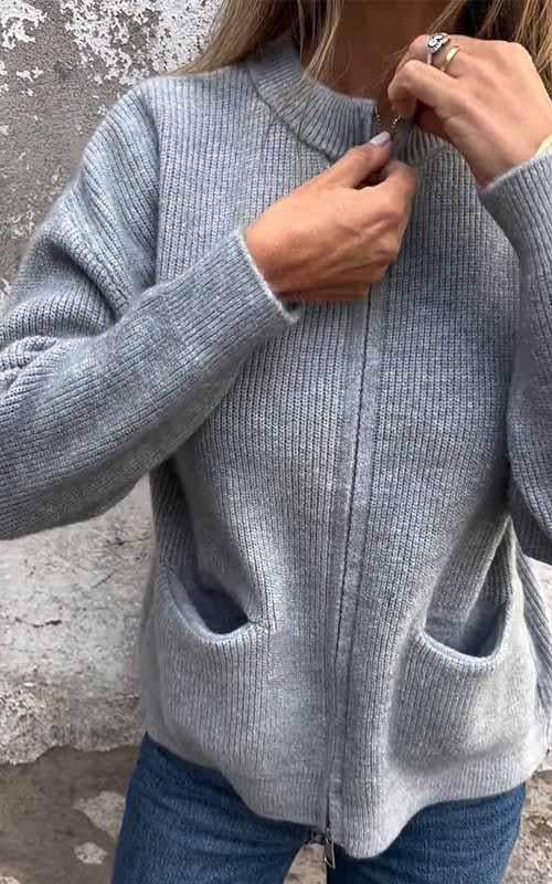 EVANNA - Veste élégante en tricot zippée pour un confort ultime