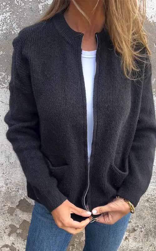 EVANNA - Veste élégante en tricot zippée pour un confort ultime