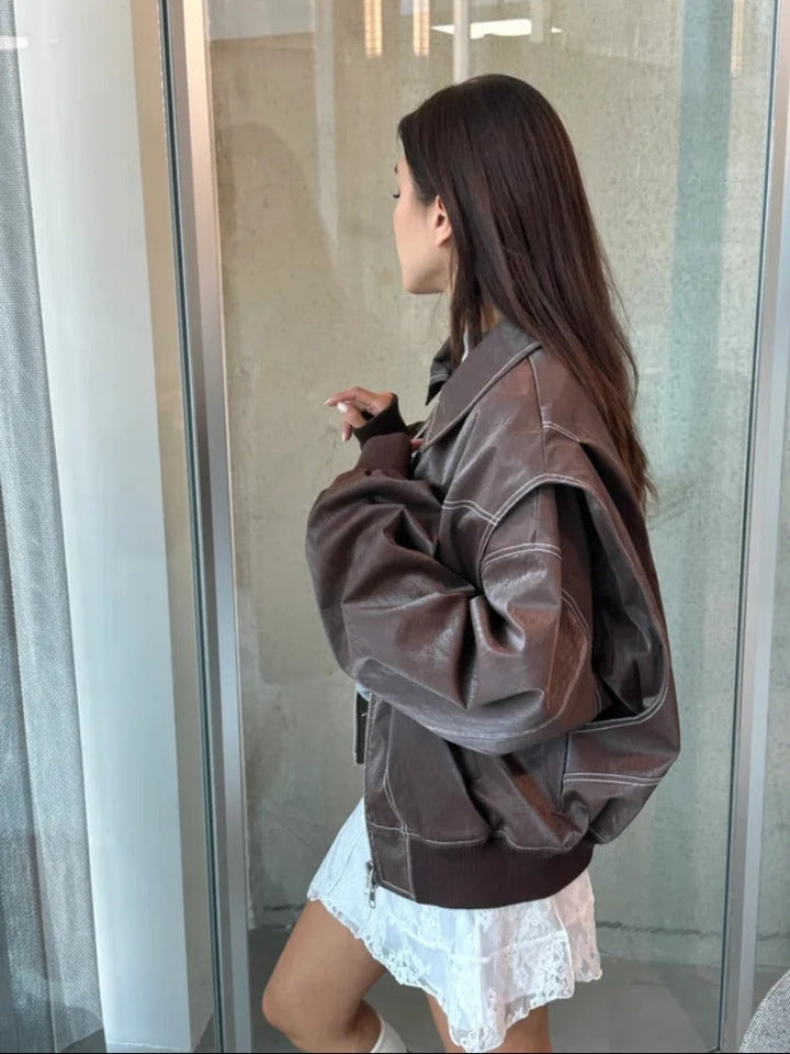 Suze | Blouson bombardier en cuir élégant