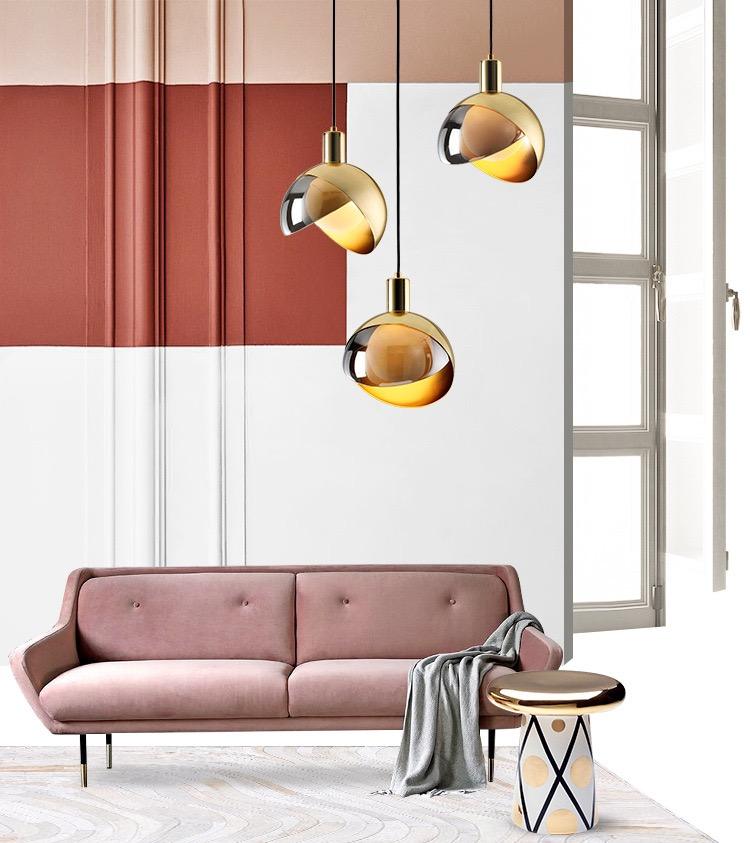 Lampe suspendue moderne en verre doré