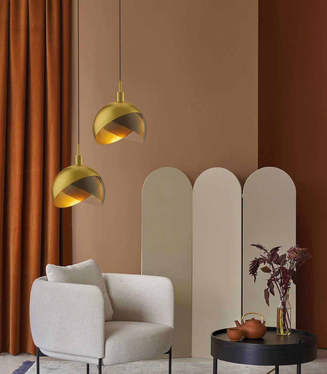 Lampe suspendue moderne en verre doré