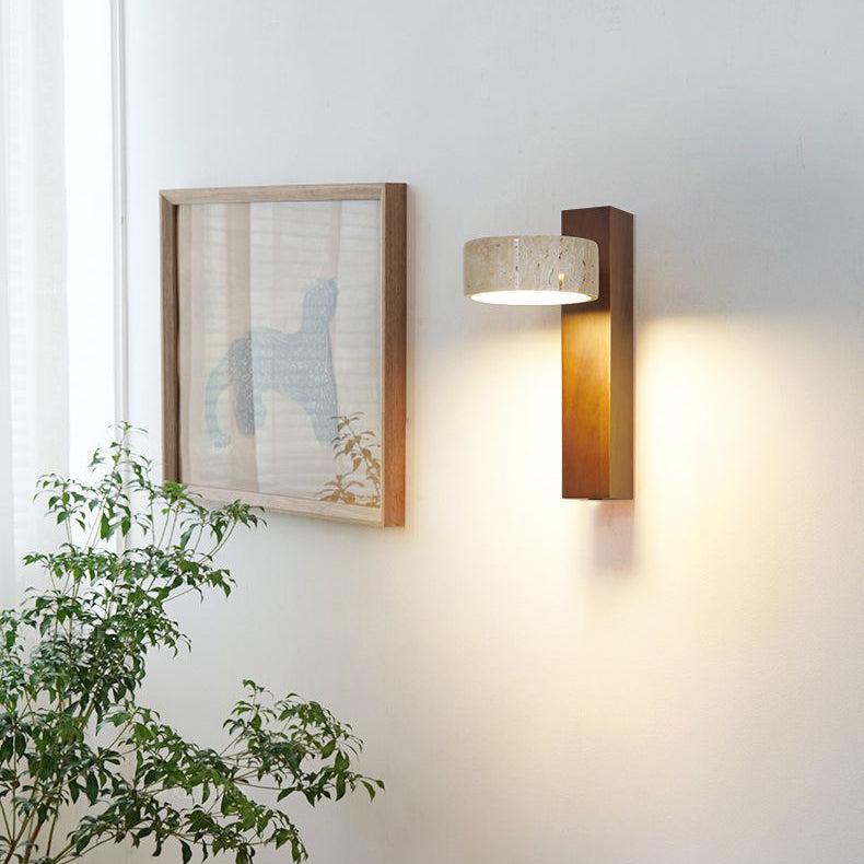 Lampe murale élégante en travertin Wabi Sabi blanc cassé