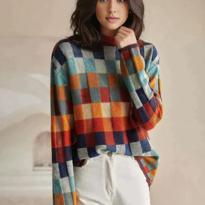 Harriette - Trendy Women's Couture Patchwork Turtleneck
