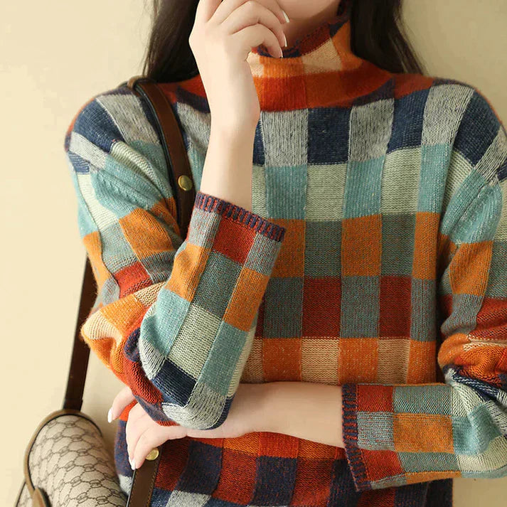 Harriette - Trendy Women's Couture Patchwork Turtleneck