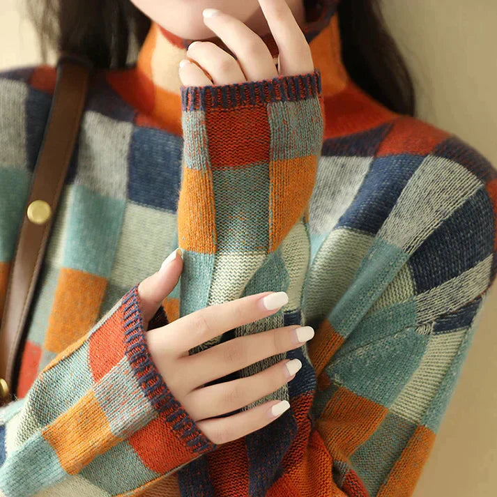 Harriette - Trendy Women's Couture Patchwork Turtleneck