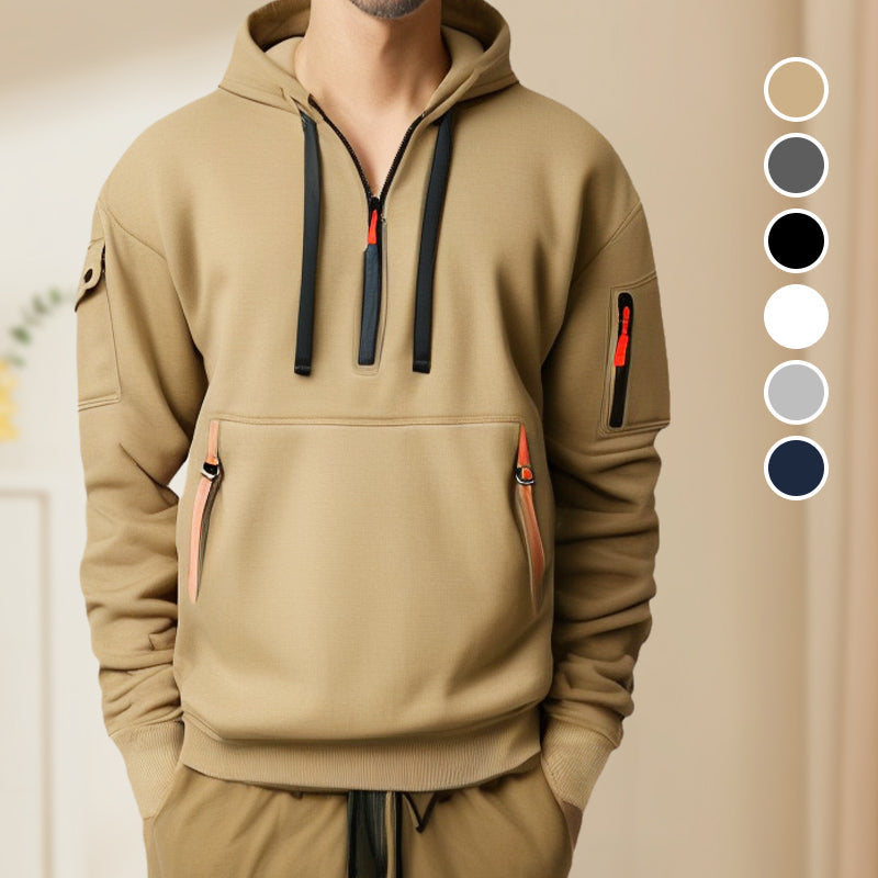 Adriaan | Sweat à capuche tendance avec demi-fermeture éclair élégante