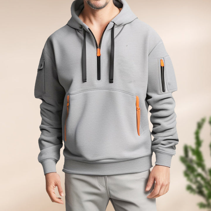 Adriaan | Sweat à capuche tendance avec demi-fermeture éclair élégante