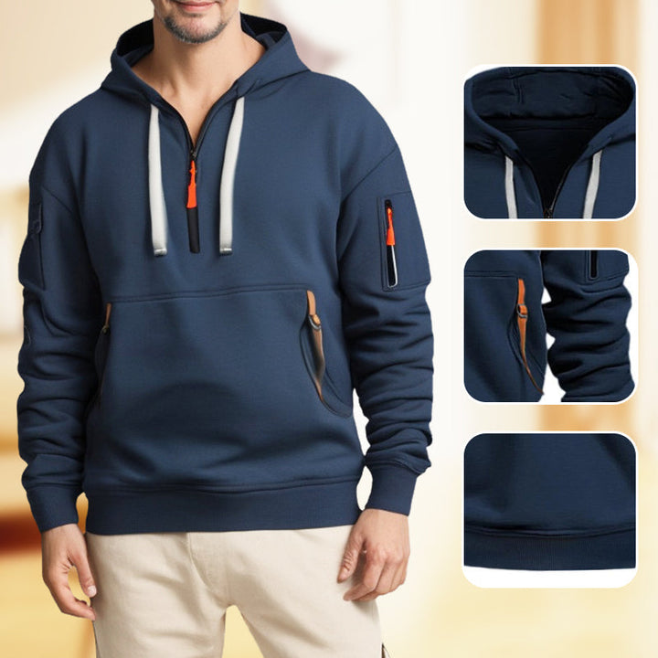 Adriaan | Sweat à capuche tendance avec demi-fermeture éclair élégante