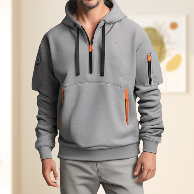 Adriaan | Sweat à capuche tendance avec demi-fermeture éclair élégante