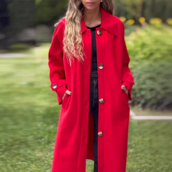 Tyra | Long manteau tendance avec boutons pour un look décontracté