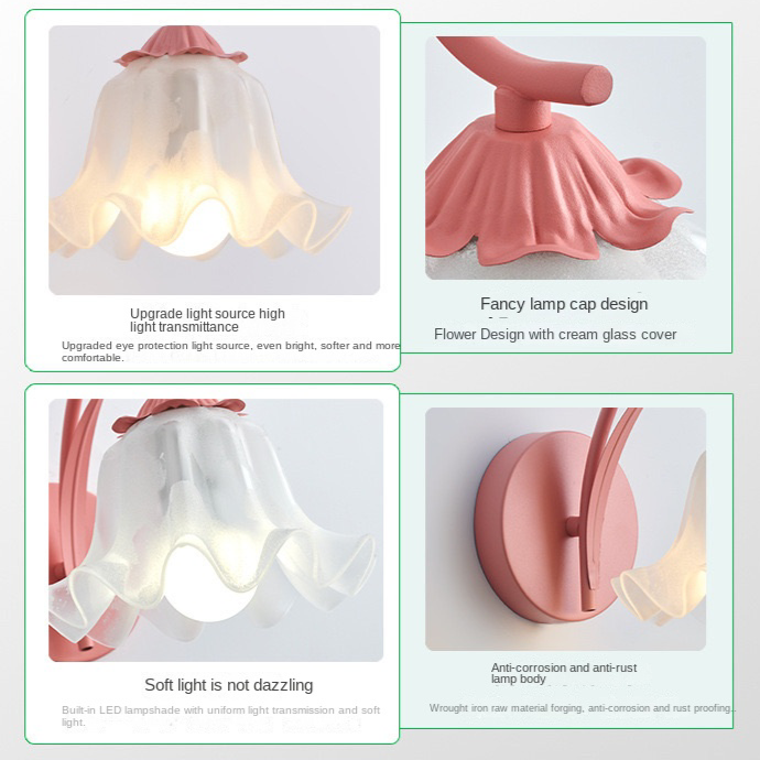Lampe murale rétro chic pour jardin avec motif de fleurs