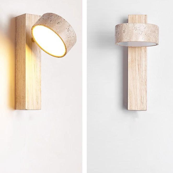 Lampe murale élégante en travertin Wabi Sabi blanc cassé