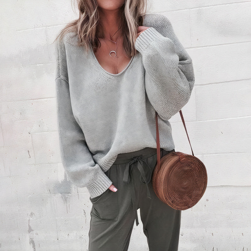Faye - Pull élégant en tricot pour femmes avec col en V stylé