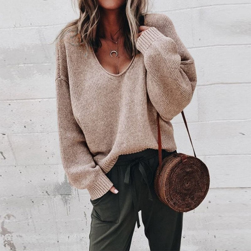 Faye - Pull élégant en tricot pour femmes avec col en V stylé