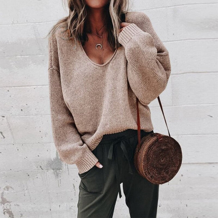 Faye - Pull élégant en tricot pour femmes avec col en V stylé