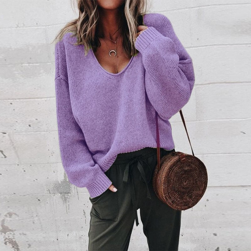 Faye - Pull élégant en tricot pour femmes avec col en V stylé