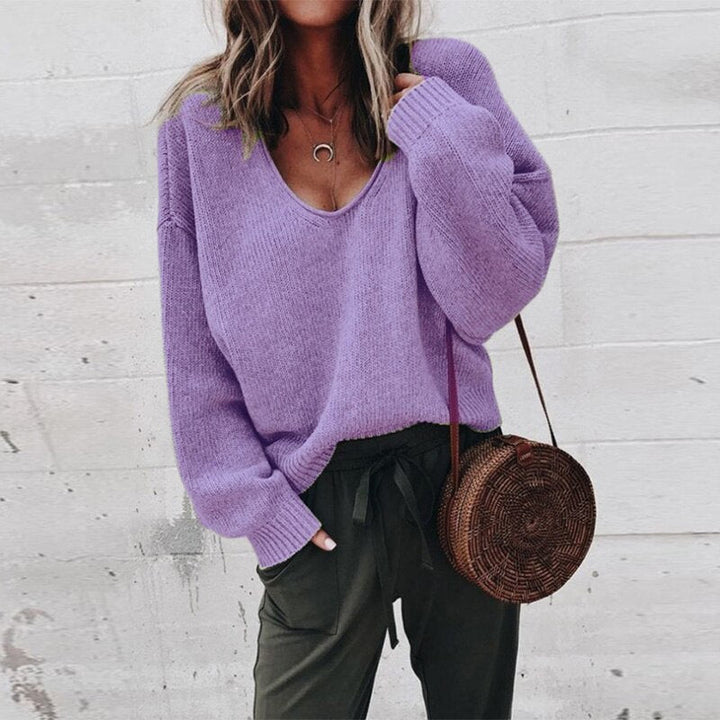 Faye - Pull élégant en tricot pour femmes avec col en V stylé