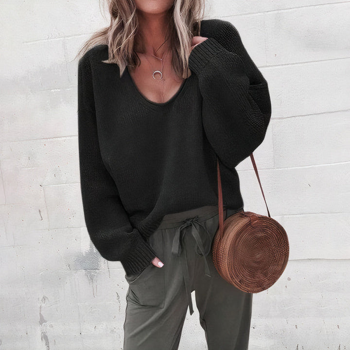 Faye - Pull élégant en tricot pour femmes avec col en V stylé